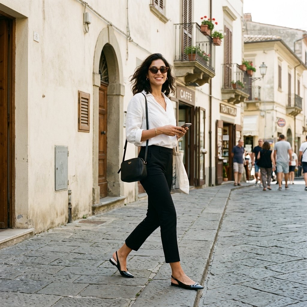 Capri Pants and a Feminine Blouse