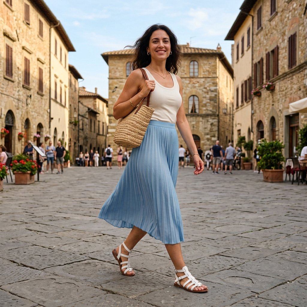 Pleated Midi Skirt and Tank