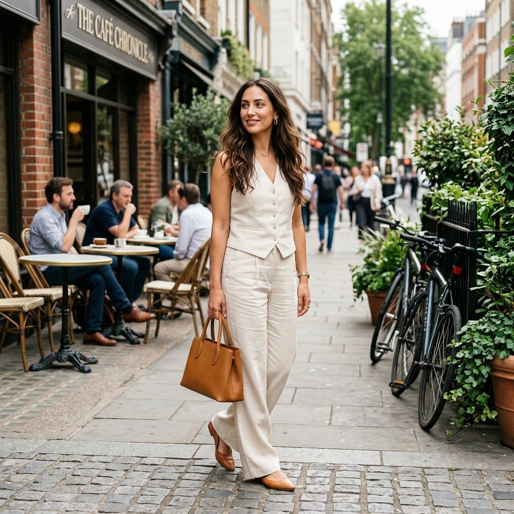 Quiet Luxury Cream Vest + Wide-Leg Trousers