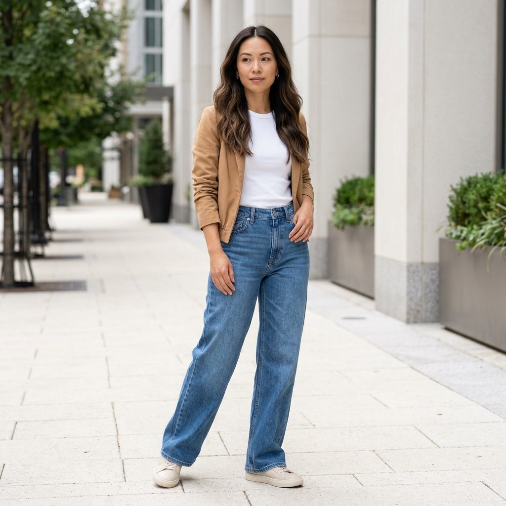 Relaxed Wide Leg Jeans for Petites