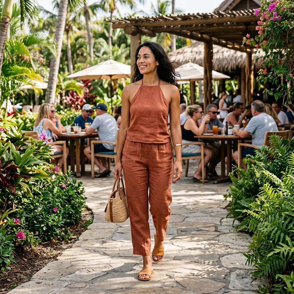 Resort Linen Halter Top + Matching Pants