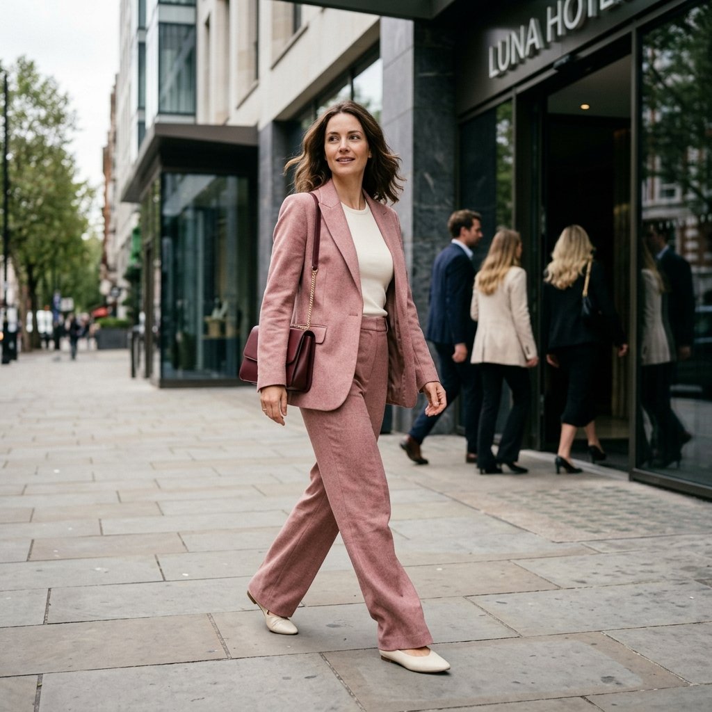 Soft Pink Tailoring Blazer + Wide-Leg Pants