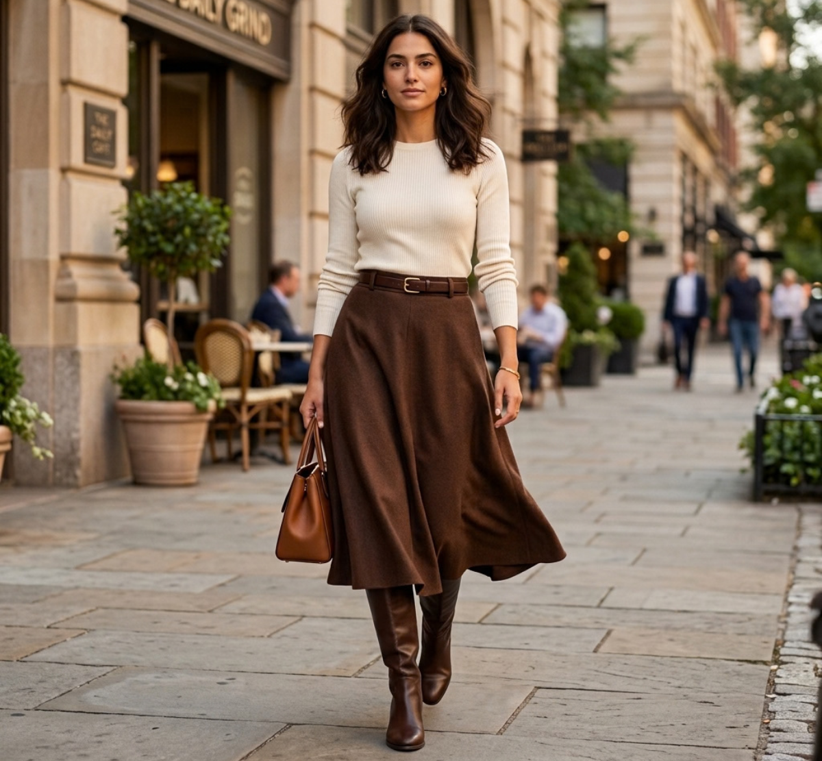 brown skirt outfits