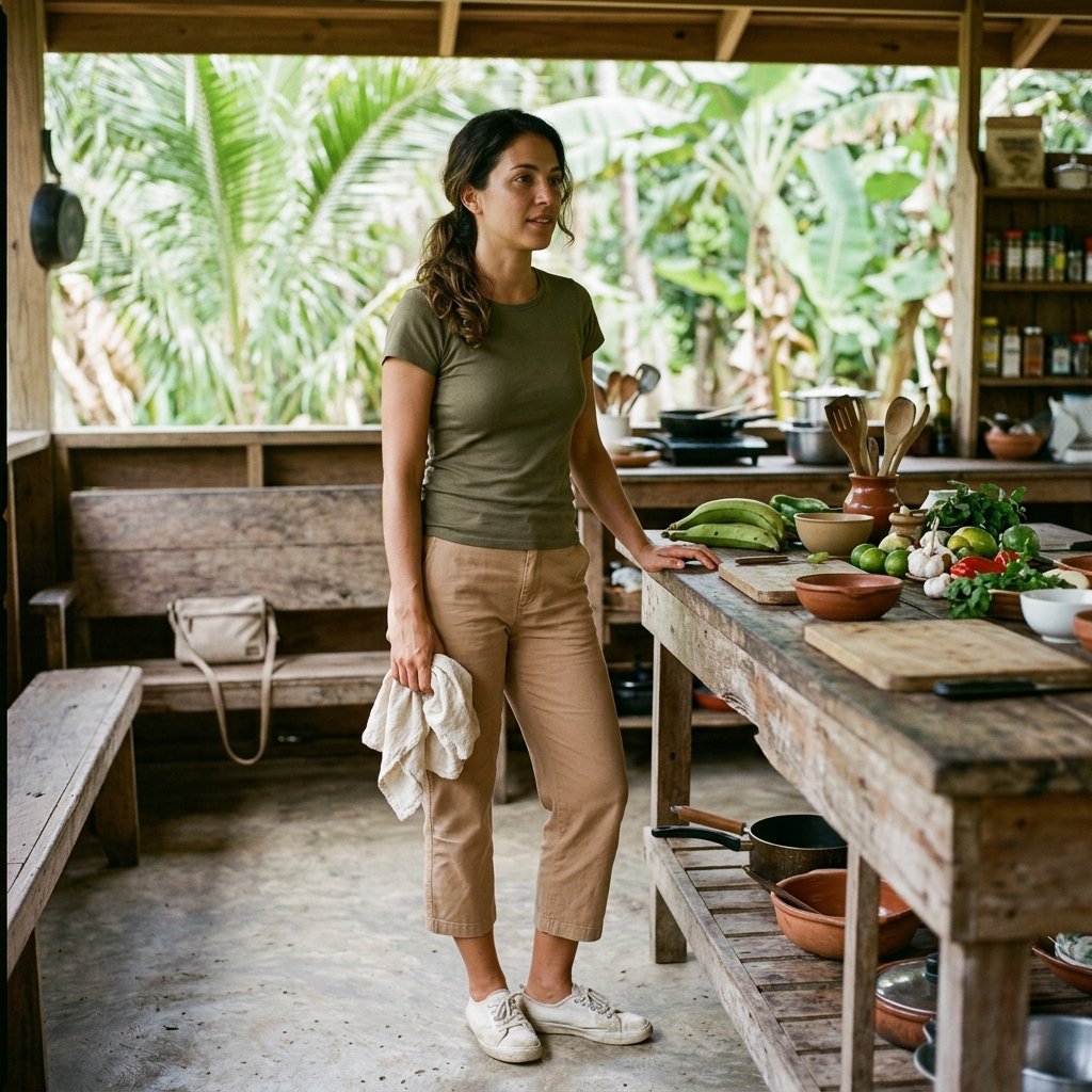 Caribbean Cooking Class Outfit With Cropped Cotton Pants