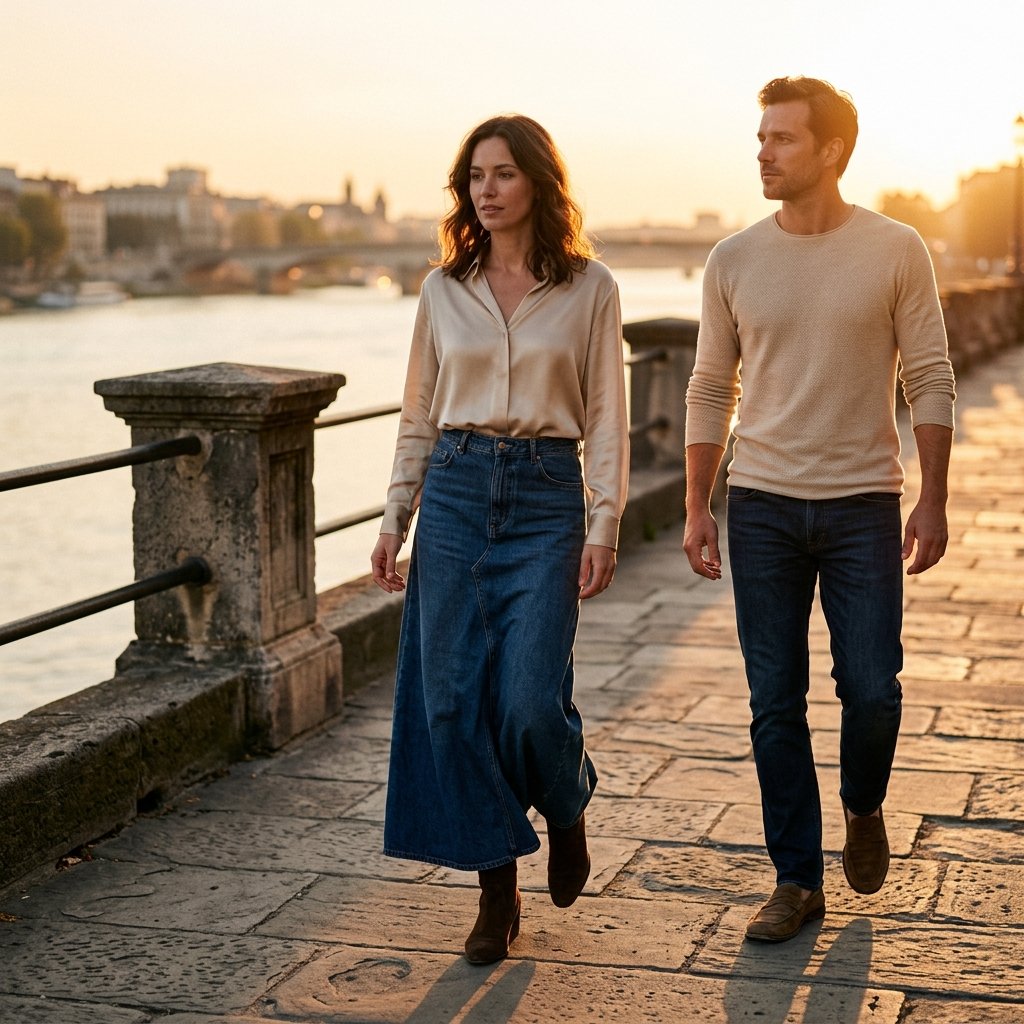 Champagne Blouse + Deep Denim for Sunset