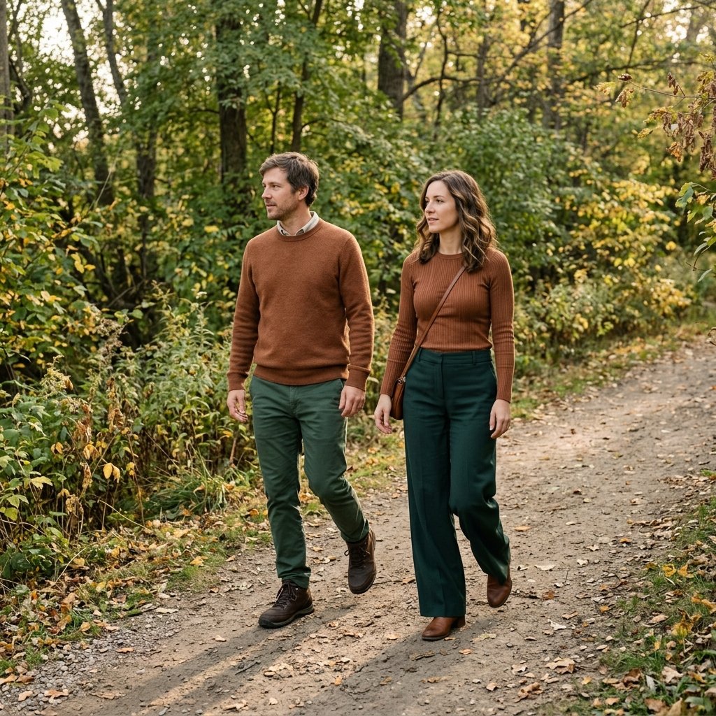 Cinnamon Knit + Deep Forest Trousers