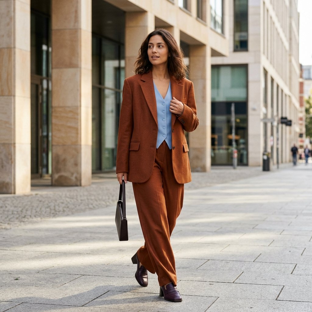 Deep Copper Suit With a Cloud Blue Waistcoat