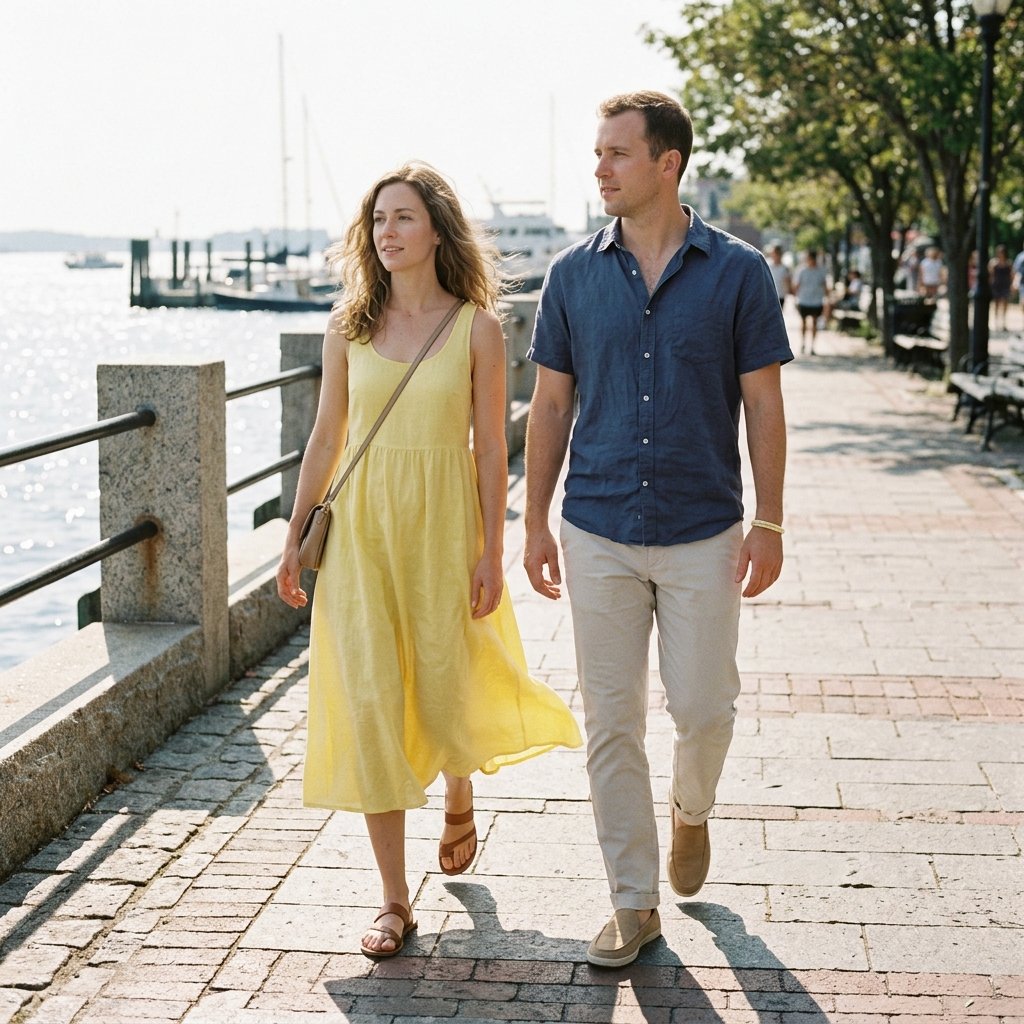 Lemon Dress + Soft Navy Shirt
