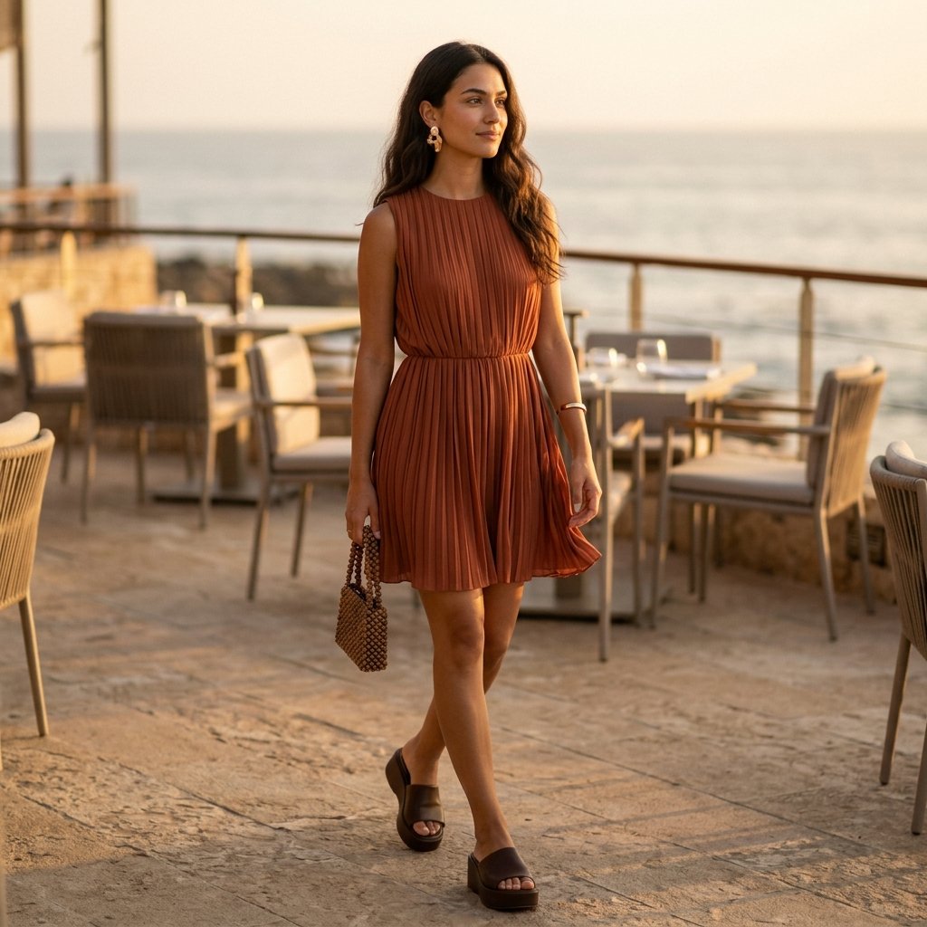 Mulberry Sarong With a Champagne Square-Neck Swimsuit