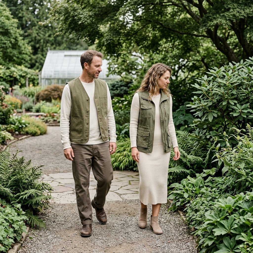 Olive Vest + Cream Layers