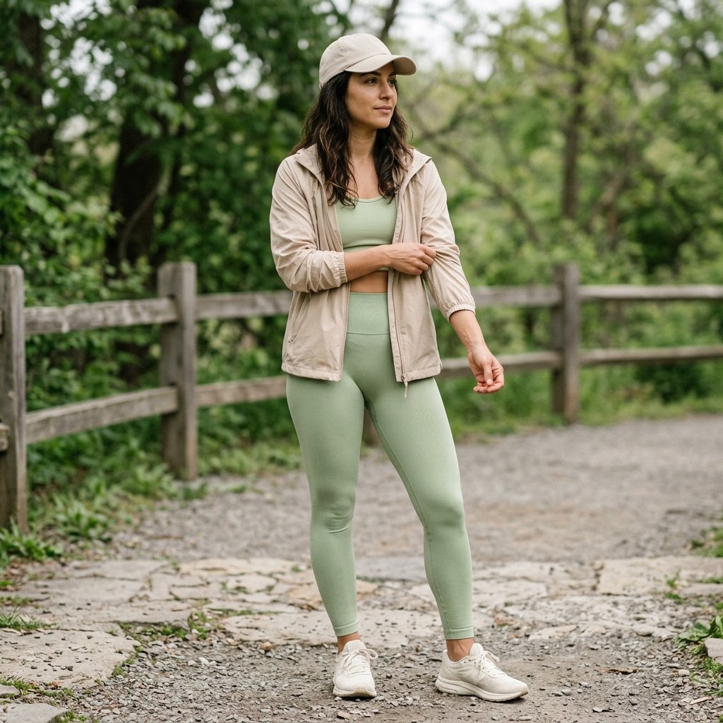 Pistachio Matching Set With a Sandstone Windbreaker