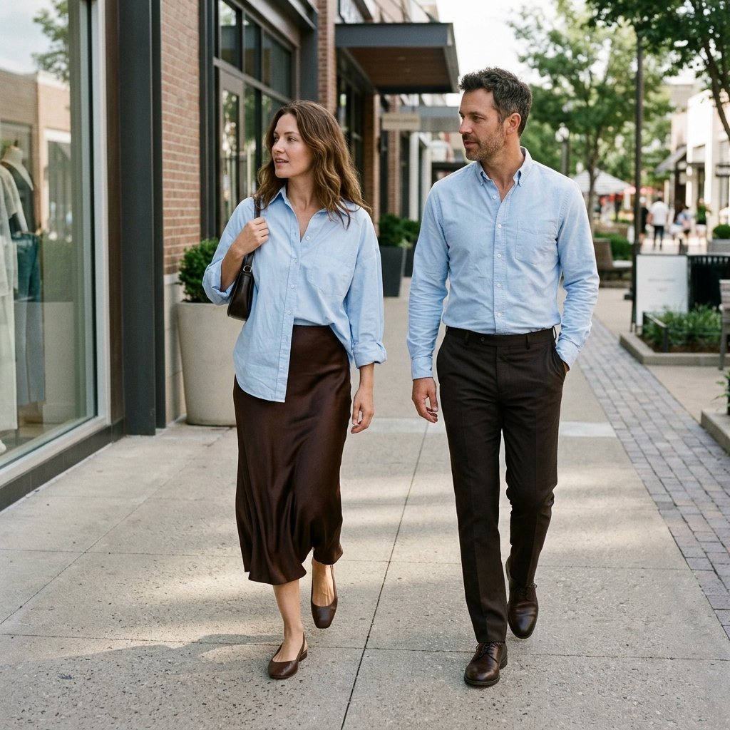 Powder Blue Shirt + Espresso Brown Bottoms