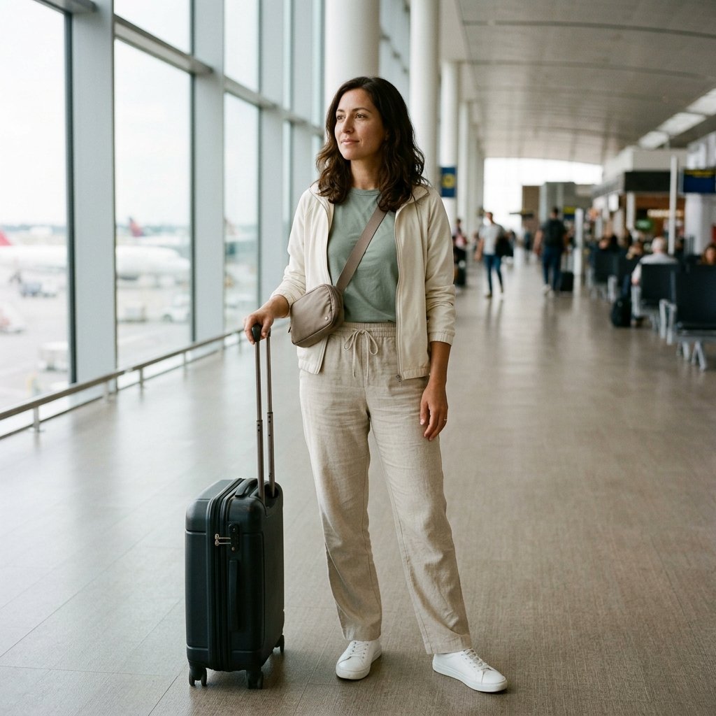Relaxed Airport Outfit With Drawstring Trousers