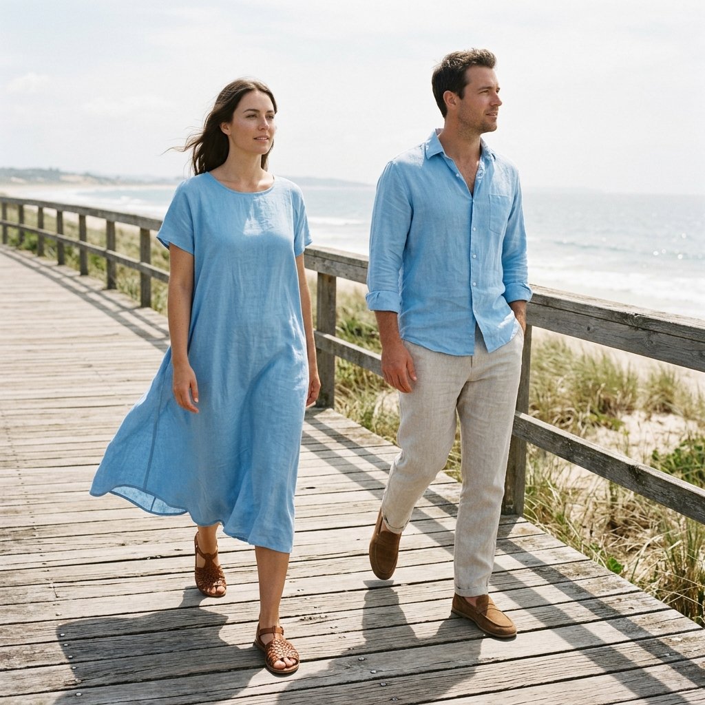 Sky Blue Linen + Natural Flax