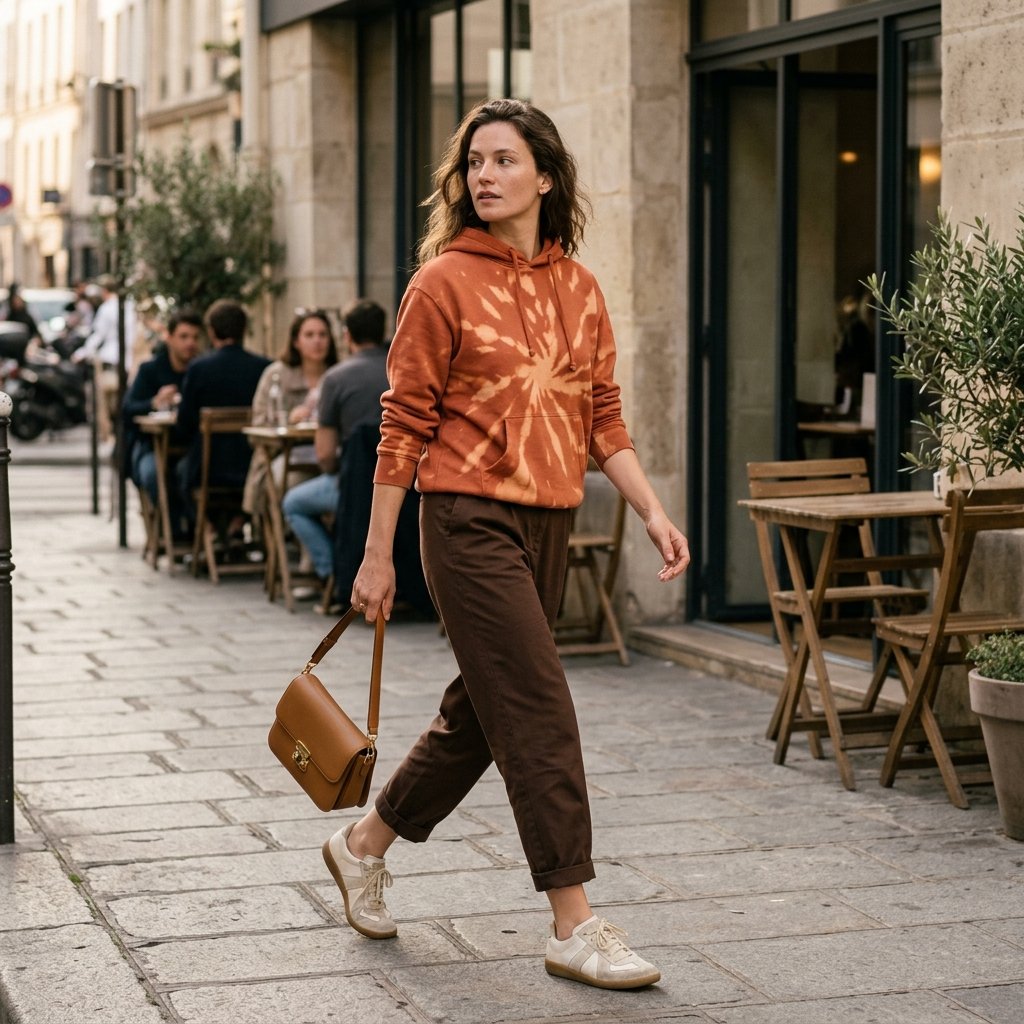 Terracotta Sunburst Hoodie + Dark Chocolate Trousers