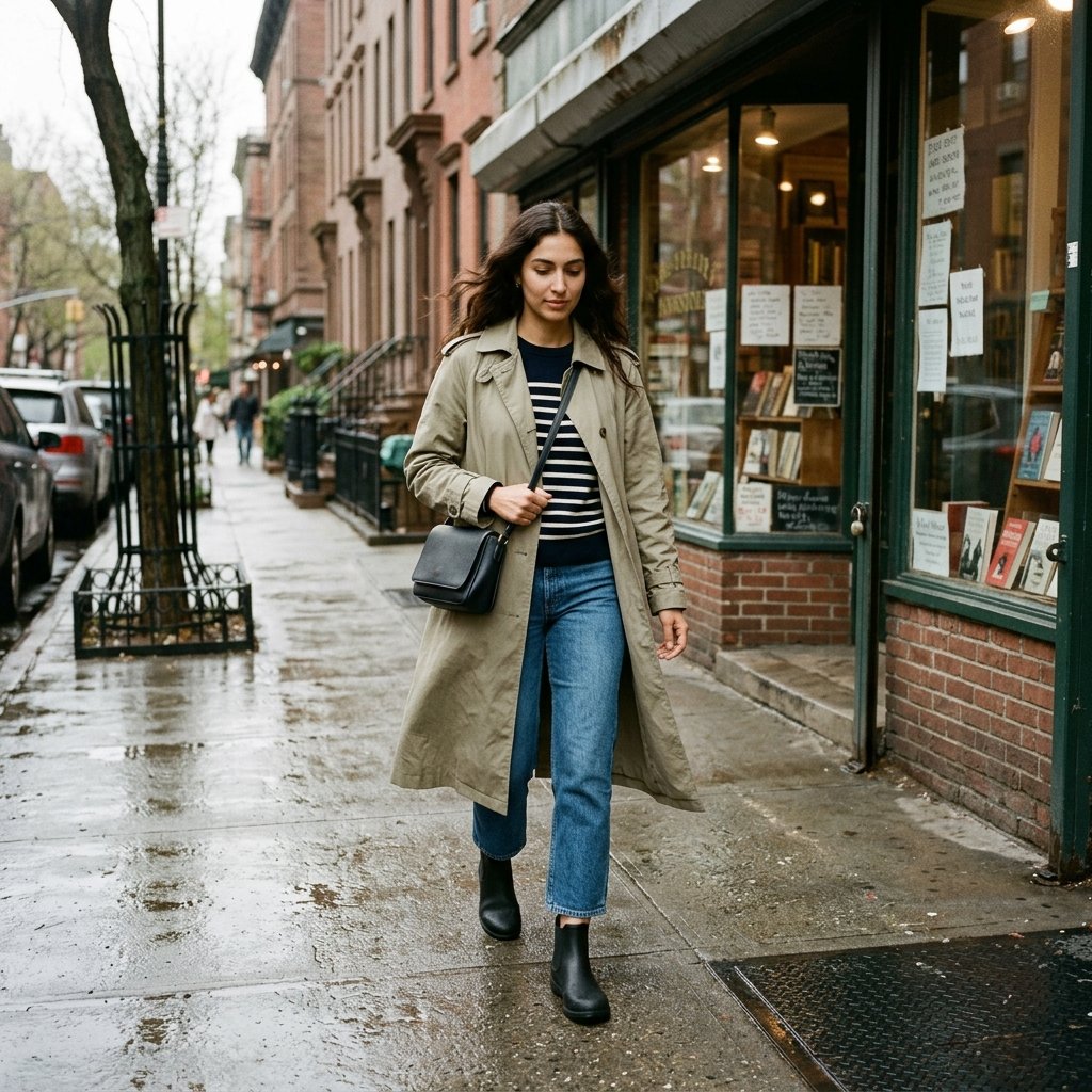 The City-Girl Trench with Cropped Straight Jeans
