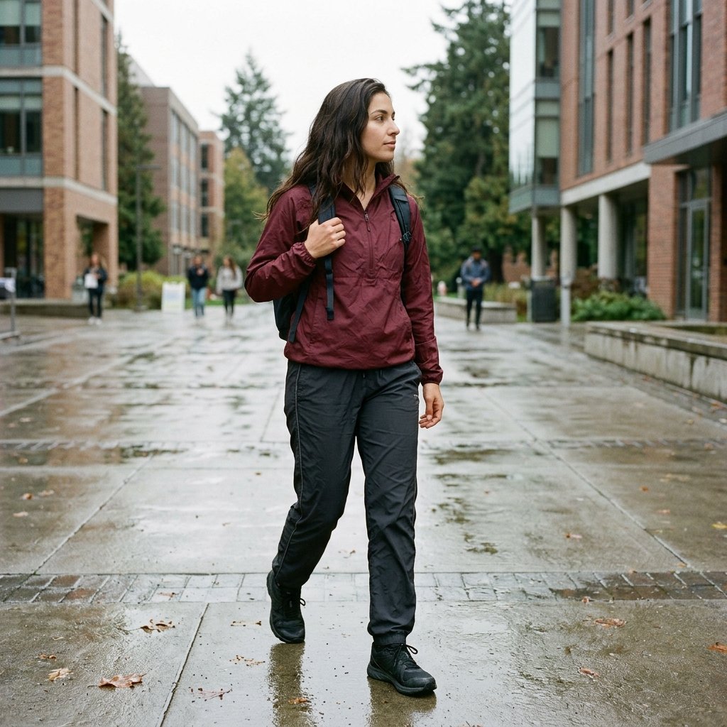 The Sporty Half-Zip with Nylon Track Pants