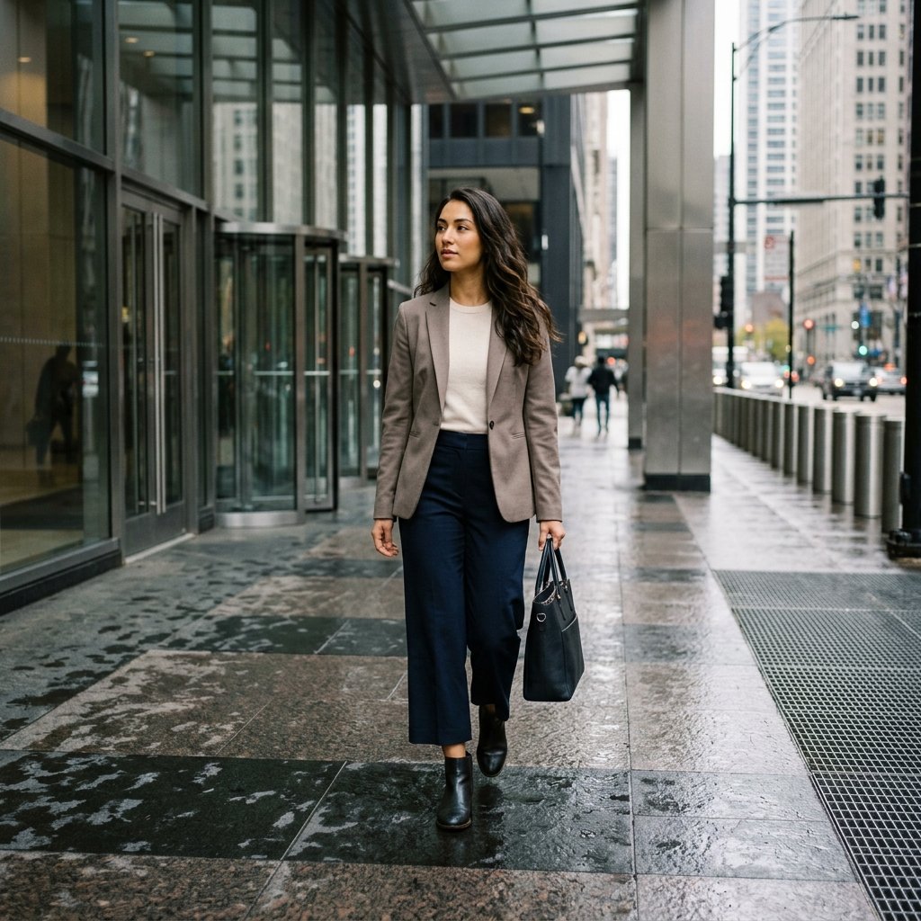 The Tailored Rain Blazer with Wide-Leg Trousers