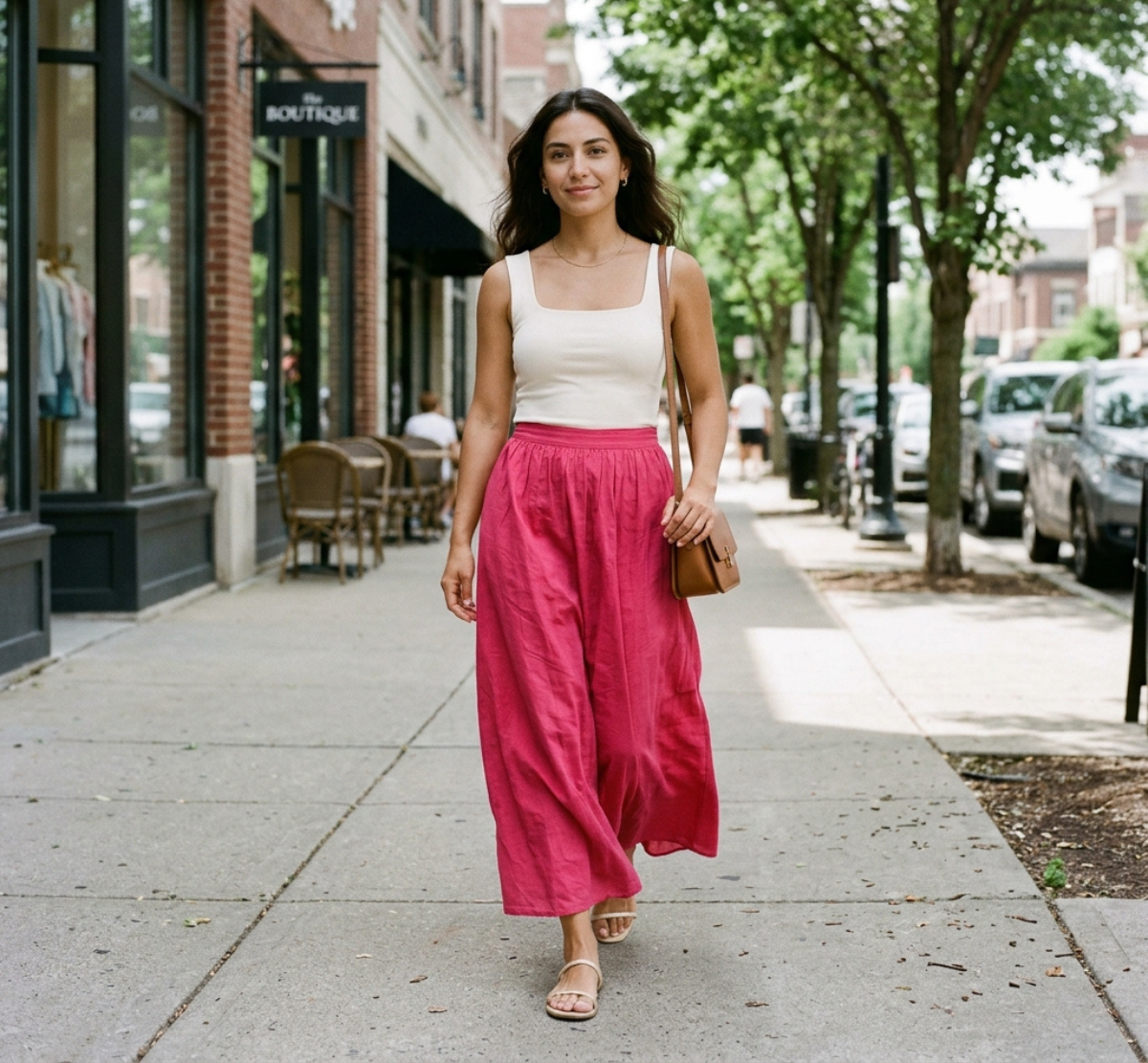 pink skirt outfit ideas